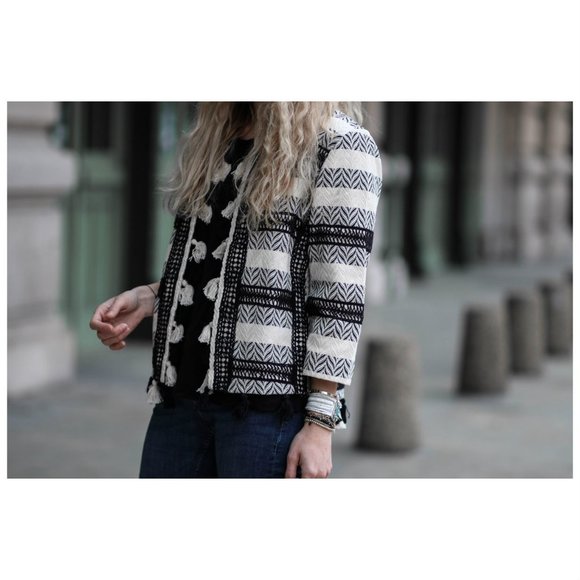 Deby Debo Pom Pom Tassel Jacket Sweater Cardigan Large - Picture 11 of 12